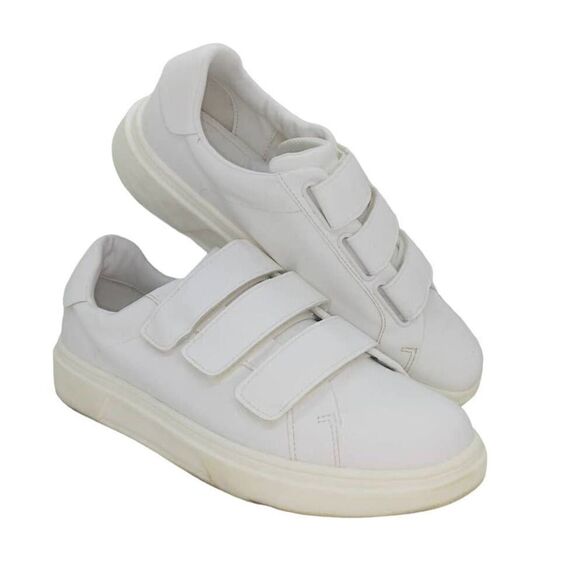 Zara Womens Pre-owned Designer Triple White Easy Closure Comfort Sneakers-sz. 11 - Picture 1 of 5